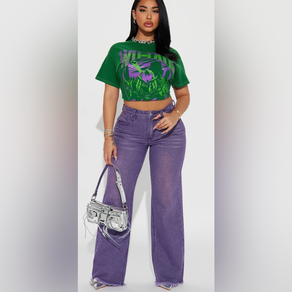 Purple High-Waist Wide-Leg Jeans - Women